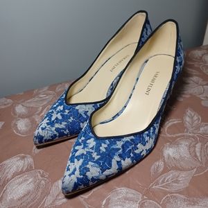 Sarah Flint Size 7 Emma Pump Butterfly Blue Jacquard 37.5